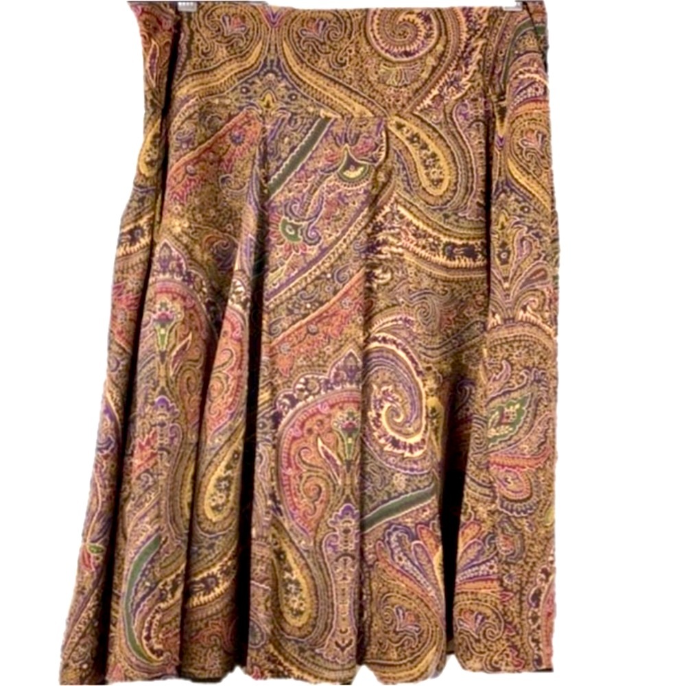 CHAPS Paisley Pleated Y2K Vintage Classic Skirt size 8